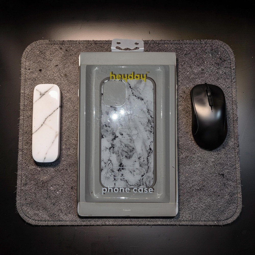 Heyday Apple iPhone 12 Mini Case White Grey Marble Stone Pattern Slim Hardshell